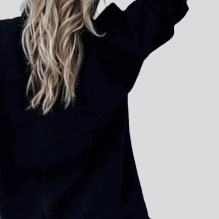 Raw-hem grunge denim jacket for ladies