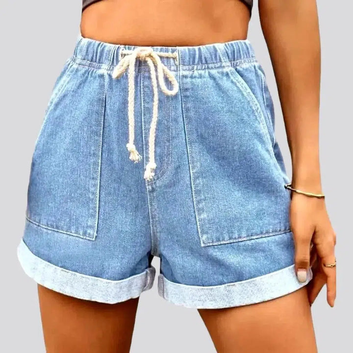 Loose stonewashed jean shorts for women