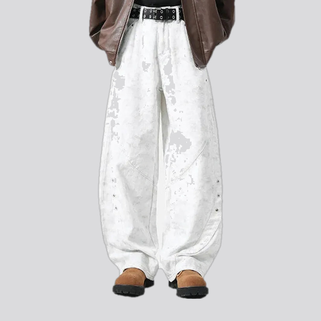 Slouchy fit with metal studs men's jean pants