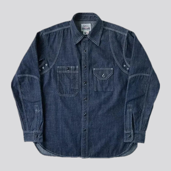 Comfortable average fit worker men's denim shirt