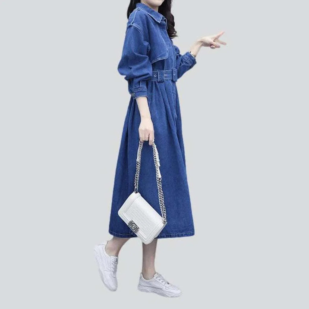 Women's denim coat with belt