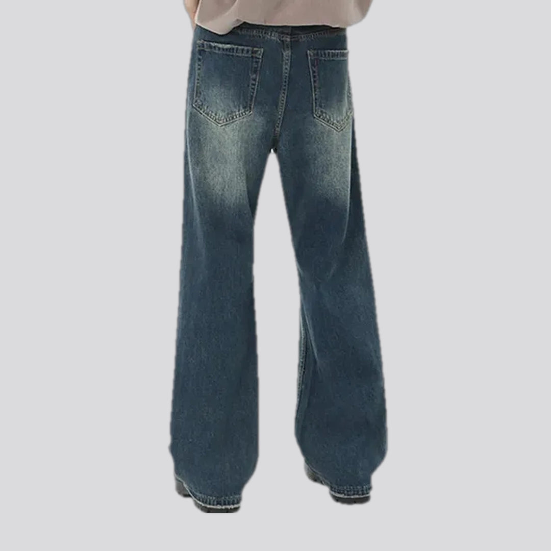 Roomy boho style medium rise men's jeans